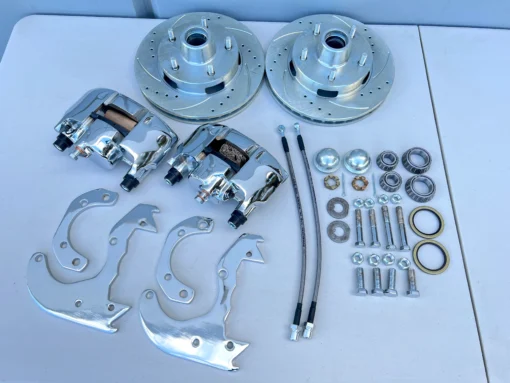 1958-64 CHEVY IMPALA POWER BRAKE ZERO OFFSET BOLT-ON FRONT DISC BRAKE KIT [NEW] [CHROME FINISH]